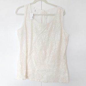 Maurice’s Ivory Sequin Lace Sleeveless Blouse, XL